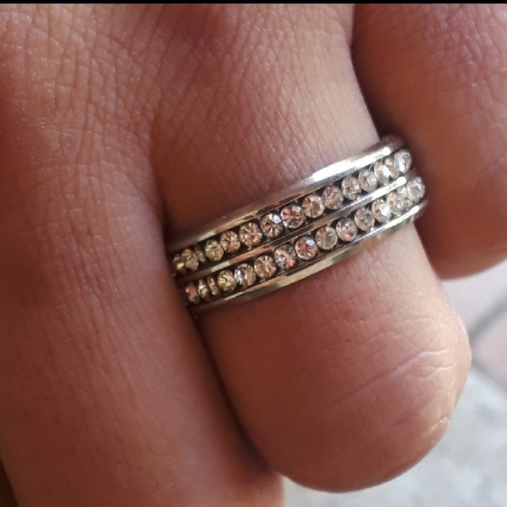 Silver Stainless Steel and CZ Ring